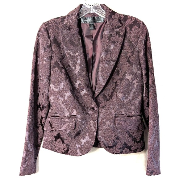 Apostrophe Jackets & Blazers - Apostrophe Women's Size 4 Brocade Satin Blazer Purple Whimsygoth Day to Evening